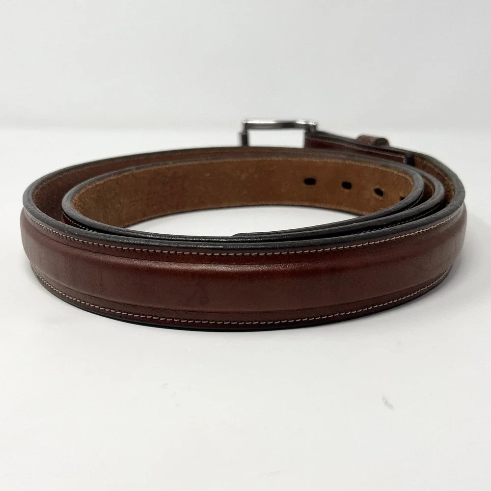 Hanks Belts The Esquire 100 Year Brown Leather Made in USA Sz 50 Belt Stitched
